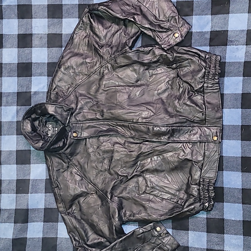 Vintage. 90s. Milan Leather. Patchwork leather. Heavyweight w/lining. Size 3x
